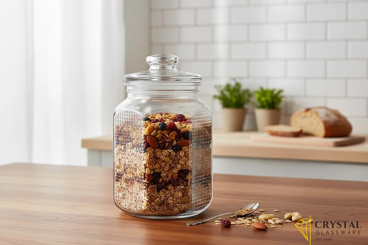 Multi purpose glass airtight jar with lid with 2.2 liter capacity